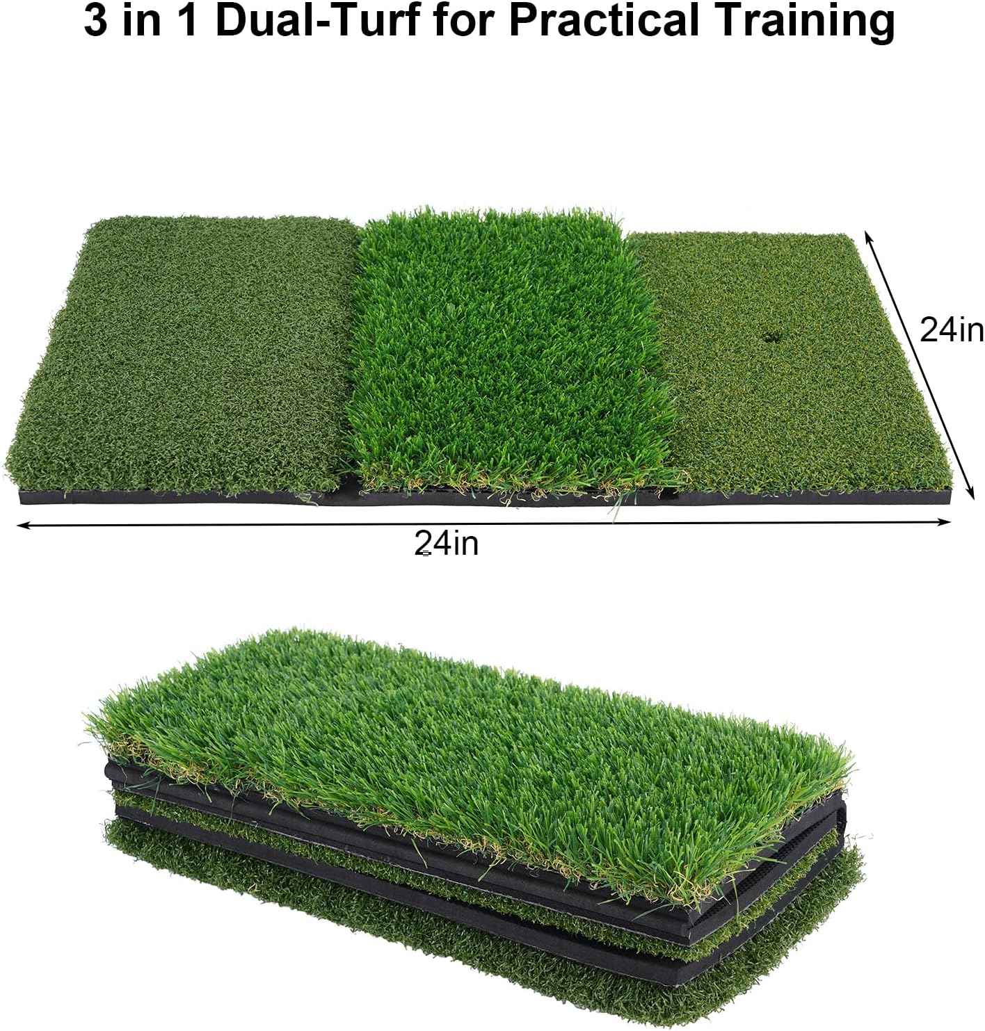 Golf Mat, Golf Hitting Mat Outdoor for Training, Golf Practice Mat with 10mm EVA Backing, Golf Mats Practice Indoor and Outdoor Turf with 8 Different Tees