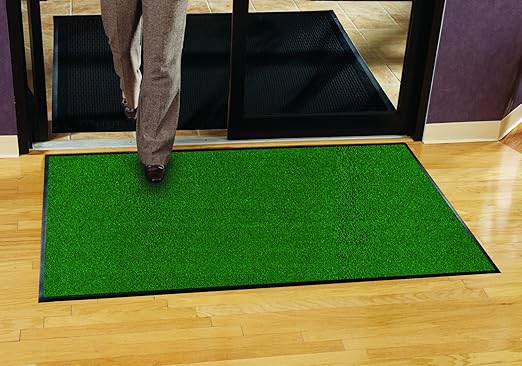 Guardian Platinum Series Indoor Wiper Floor Mat, Rubber with Nylon Carpet, 2'x6', Green