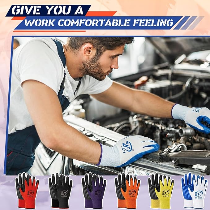 Gardening Gloves for Men Women Breathable Rubber Coated Working Gloves for Gardening, 9.1 Inch