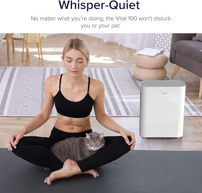 LEVOIT Air Purifier for Home Bedroom, Quiet Cleaner with Washable Pre-Filter for Allergies, Smoke, Dust, Pollen, AHAM VERIFIDE, Odor Eliminators for Large Room, Pet Hair Remover, Vital 100, White