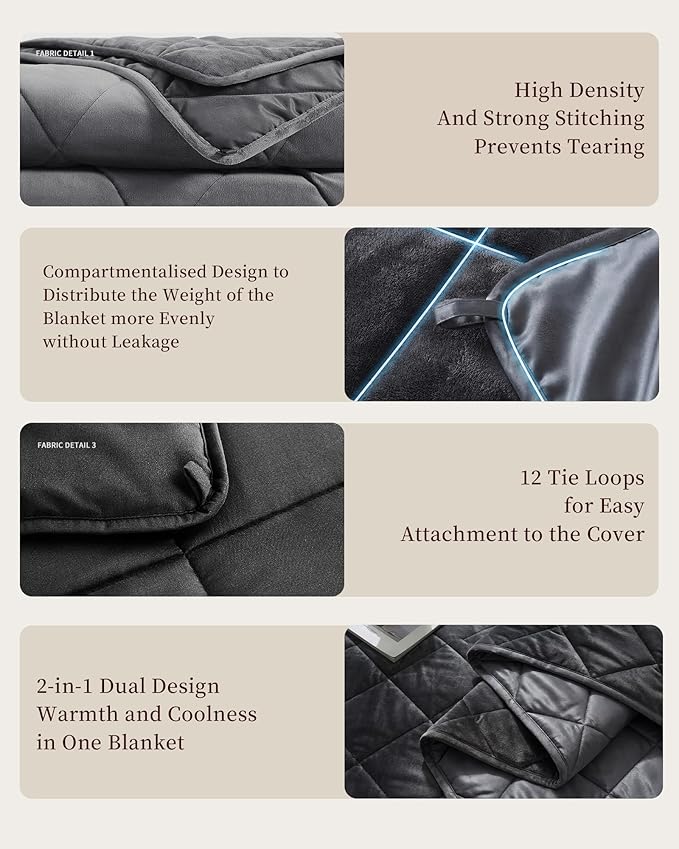 L'AGRATY Queen/King Size Weighted Blanket for Adults 15lbs, 80"x87" — Cooling Breathable Heavy Blanket with Glass Beads for Sleeping Perfect Hot Sleepers & Couples Machine Washable All-Season Grey