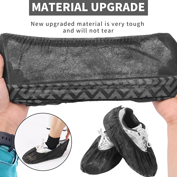 Frontline Shoe Covers Disposable Non-Slip 100 Pack, Premium Non-Woven Durable Booties Shoes Covers – Water Resistant Thick Anti-Slip - One Size Fits Most by Frontline (Black 100 Pack)