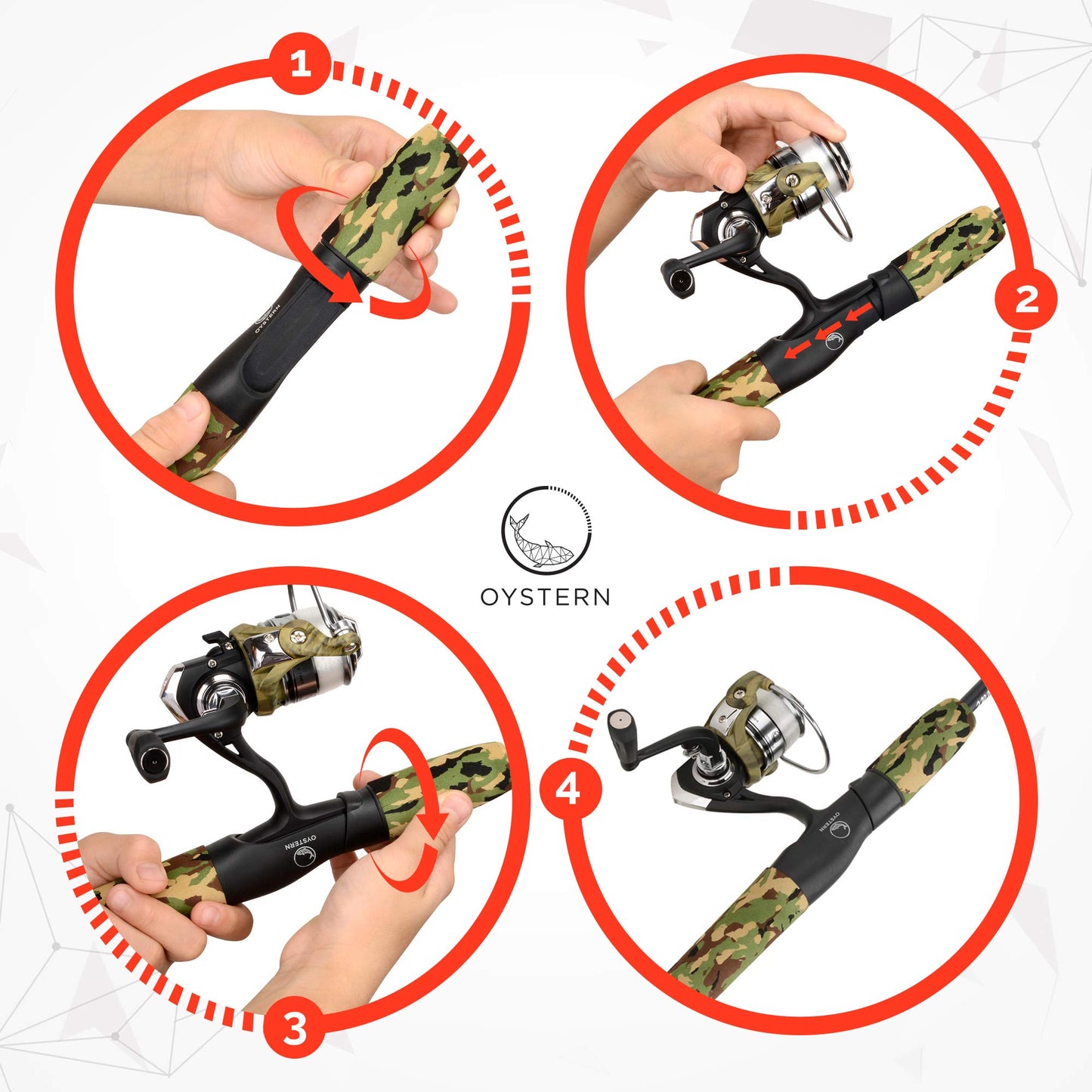 Oystern Kid’s Fishing Pole Kit with Spinning Reel - 62 Piece Tackle Bag, 4lb Line - Including Beginner’s Guide eBook - Toddler Fishing Pole Combo - Youth Telescopic Portable Rod - Kids Fishing Gear
