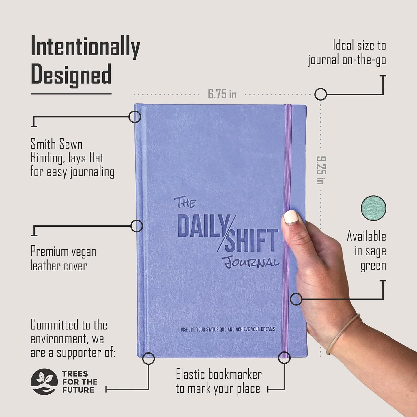 The Behavior Shift Daily Shift Goal Journal - Guided Journal for Goals, Productivity, Mindfulness & Self Care - Wellness Planner with Prompts for Men & Women - 52 Week undated Progress Tracker(Purple)