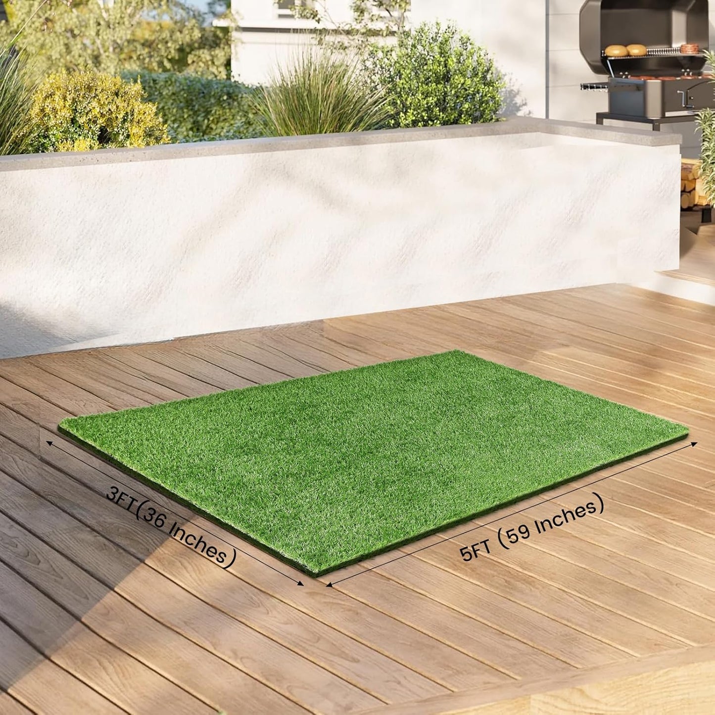 3x5 Ft Artificial Turf Grass for Outdoor, Premium Fake Grass Rug for Patio Garden Balcony Decoration Dogs Potty Training