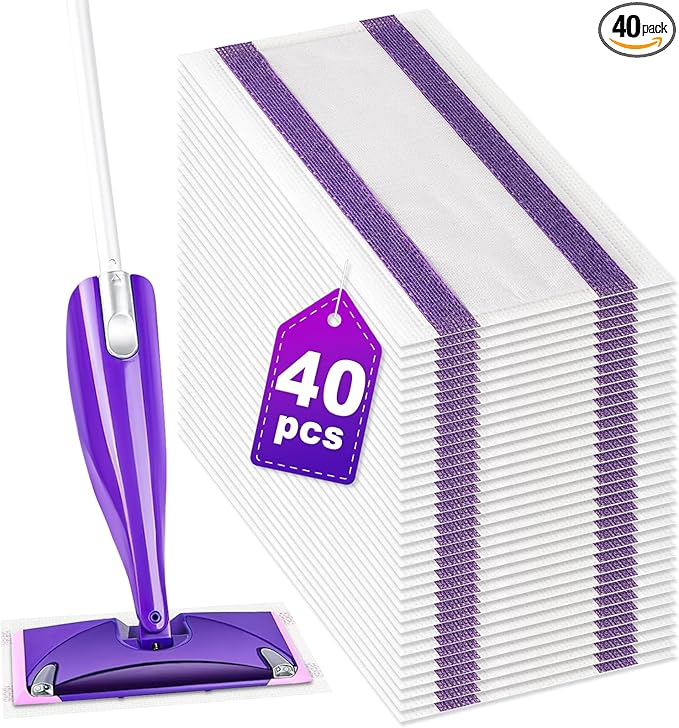 40 Counts Disposable Mop Pad Refills for Wet Pads Refill, Replacement for Wet Jet Disposable Wet Jet Hardwood Floor Spray Mop Pads Refills, Thickness & Absorbent