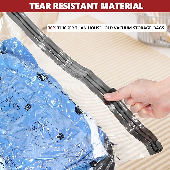 SUOCO Travel Vacuum Bags with Portable Electric Pump, 12 Combo (4L/4M/4S) Compression Packing Seal Cubes for Clothing Suitcase Luggage Organizer, Space Saver Clothes Storage Bags