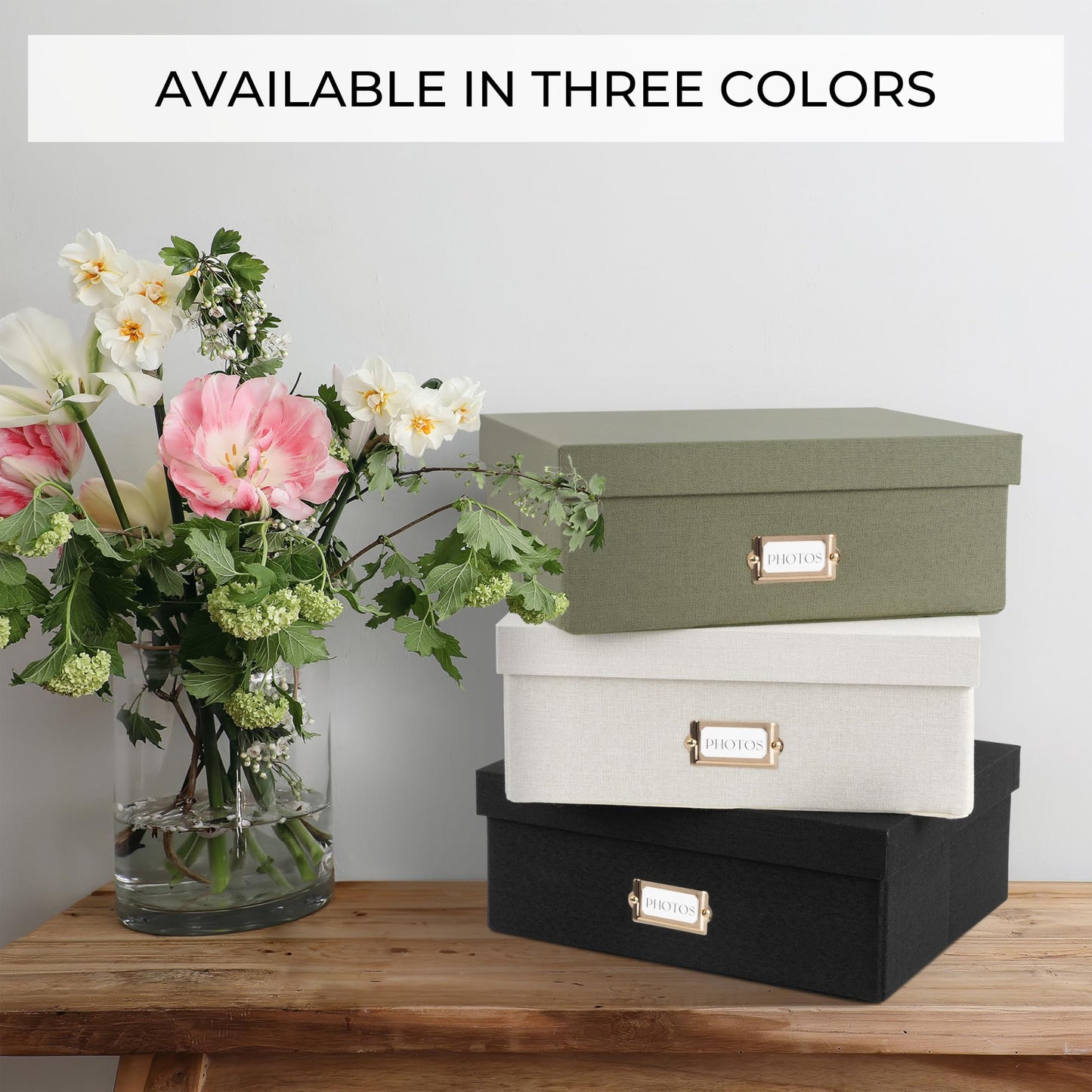 ZICOTO Decorative Photo Storage Box - Sturdy Linen Photo Organizer with Dividers is Perfect to Store up to 1700 Pictures and 4x6 Photos - Portable Scrapbook Storage Containers with Lid