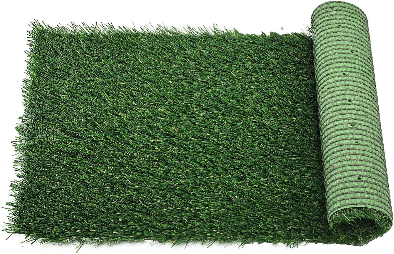 Artificial Grass Rug Outdoor Indoor,1.5 in Thick,Fake Grass Carpet Synthetic Turf Rug Realistic Turf Rug for Garden,Balcony,Patio with Drainage Holes (5FTX10FT)
