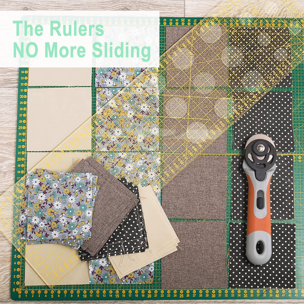 Ruler Grips, Transparent Strong Adhesive Non-Slip Grips for Quilting Rulers, Quilt Templates, 34 PCS Total -10 Large & 24 Small (Clear, 34 PCS)