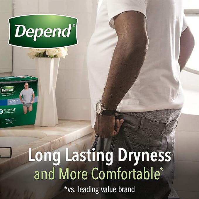 Depend Incontinence Underwear for Men, Extra-Large, 15 Count Pack of 2 | Maximum Absorbency | Disposable | Grey | FIT-Flex