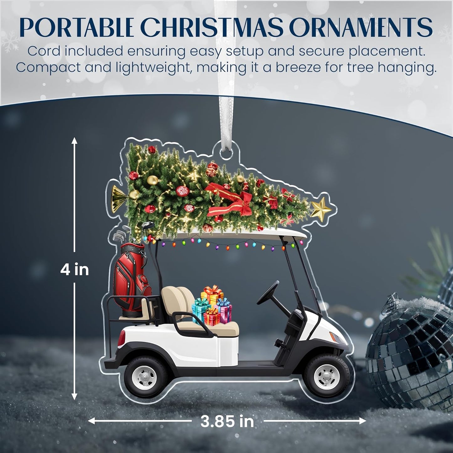 FLAGWIX Christmas Golf Gifts for Men Women - Acrylic Golf Christmas Ornaments 2025 for Tree Decorations - Golfing Gifts for Golfers Men, Sports Ornaments for Tree, Gift for Golfers Friend