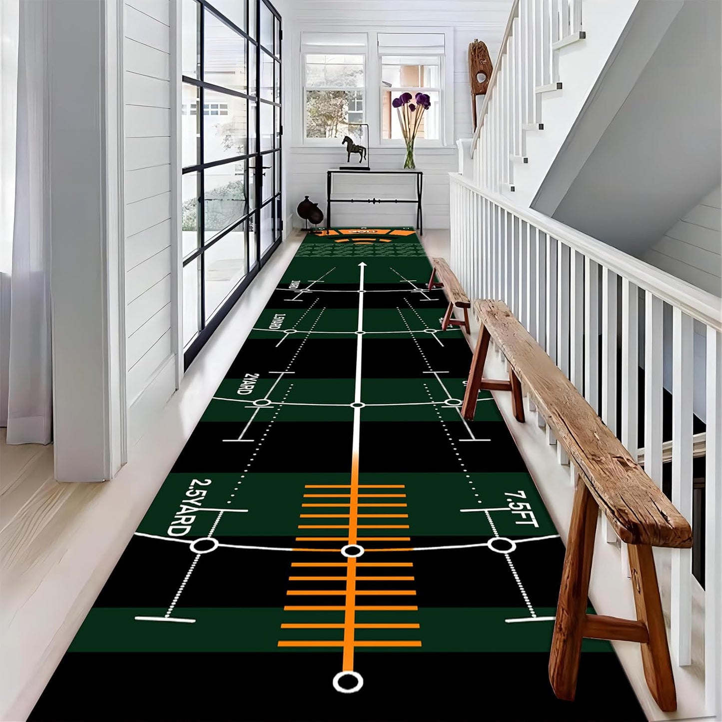Sports Golf Runner for Entryway, 1.3x7ft, Golf Course Bedroom Rug, Cozy Soft Home Decor Absorbent Kids Carpet, Foldable Washable Breathable Anti-Slip Rug for Front Door Dining Room