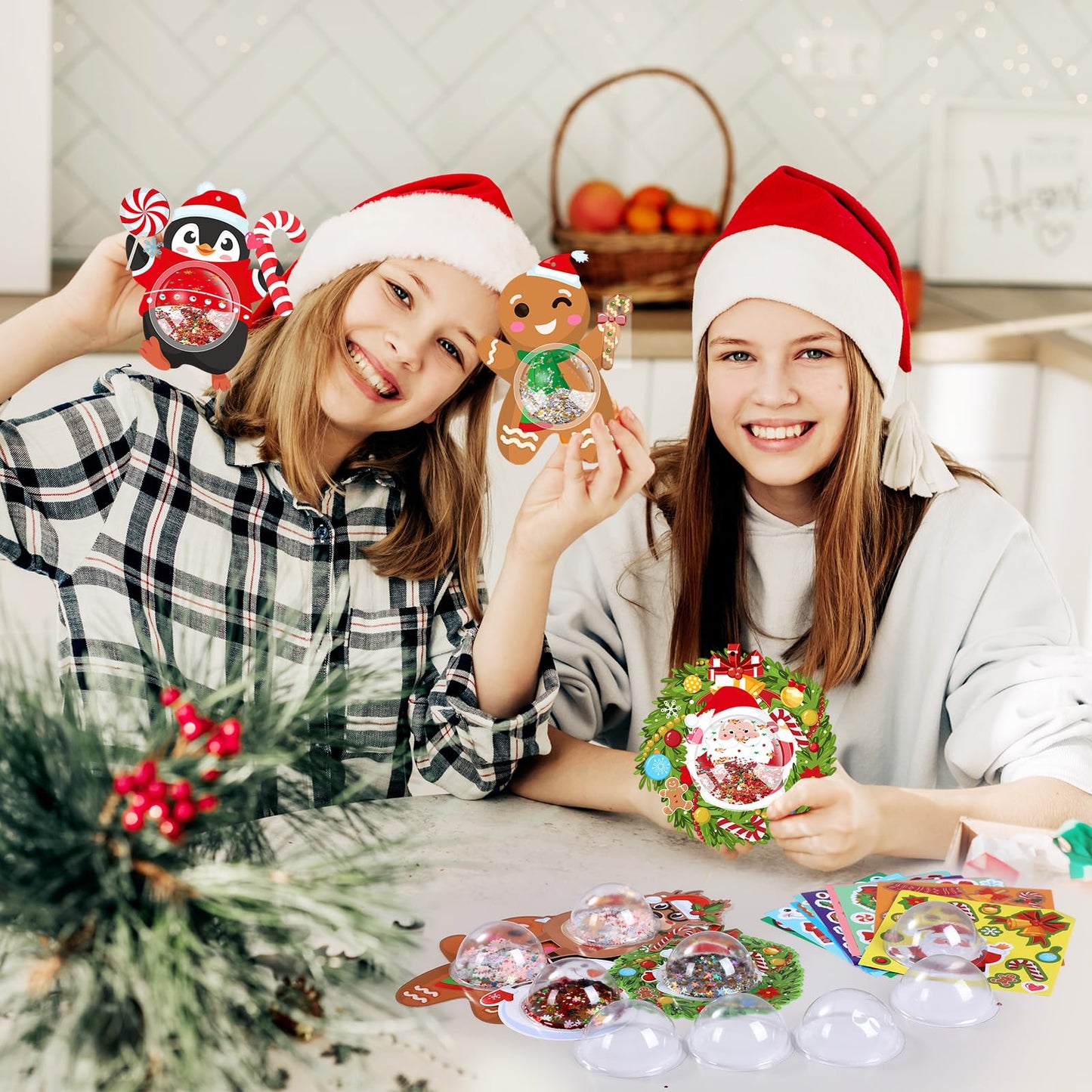 Blosssound 27 Set Christmas Craft Kits - Make Your Own Xmas Ornament Kit With Sticker Glitter Santa Snowman Elk Gnome - Party Decorations Home Holiday Handcraft Activities