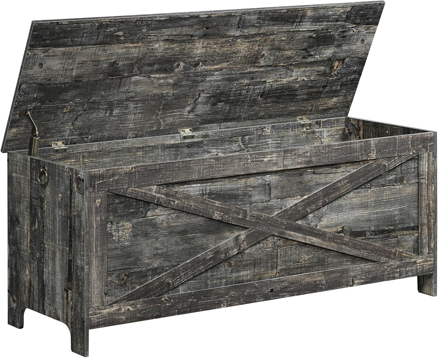47.2" Toy Chest, Sturdy Entryway Storage Chest with Safety Hinges, Retro Toy Box, Wooden Look Accent Furniture for Living Room, Bedroom, Vintage Gray SCRP48801