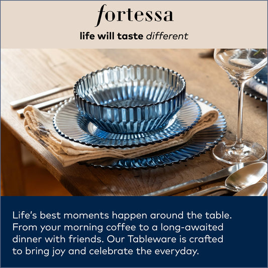 FORTESSA Jupiter Beaded Hobnail Glass Vintage Themed Glass Serveware, Large 13 Inch Vintage Cake Stand, Dishwasher-Safe, Cornflower Blue