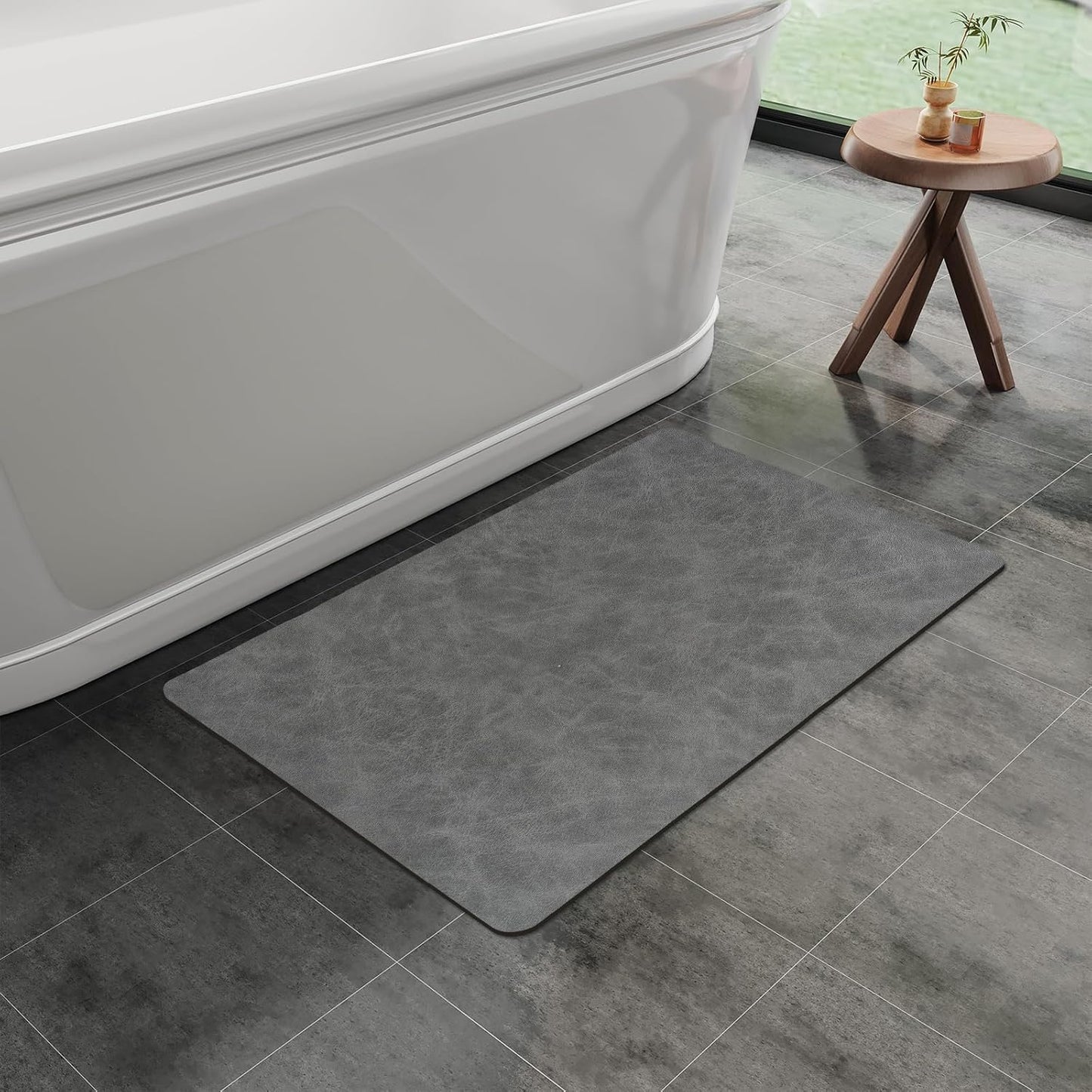 Mecko Bath Mat Rug, Rubber Non-Slip Quick Dry Absorbent Thin Bathroom Rugs Fit Under Door Bathroom Floor Mats-Shower Rug for in Front of Bathtub, Sink, Shower Room(Dark Grey,16"x24")