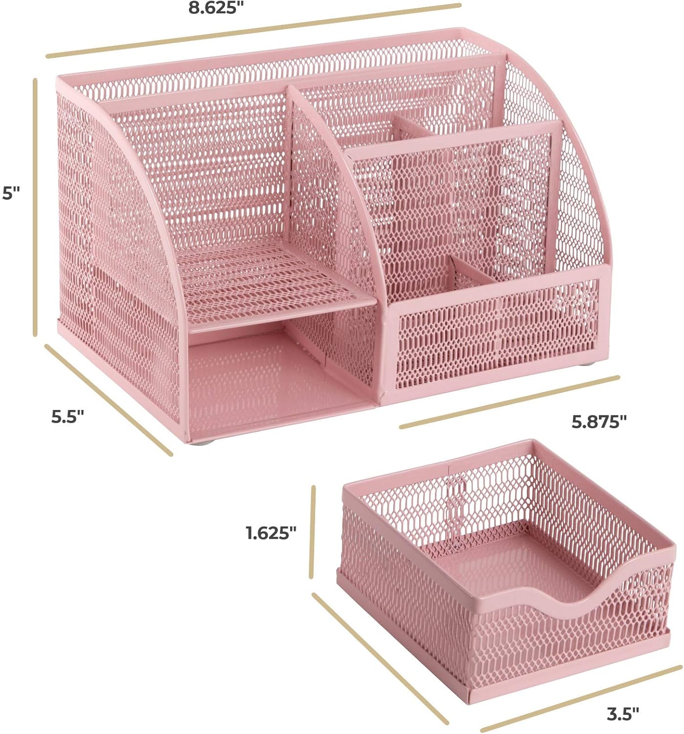 BLU MONACO Light Pink Desk Organizer – Cute Girly Accessories for Office, Paper & Supply Storage for Women & Home