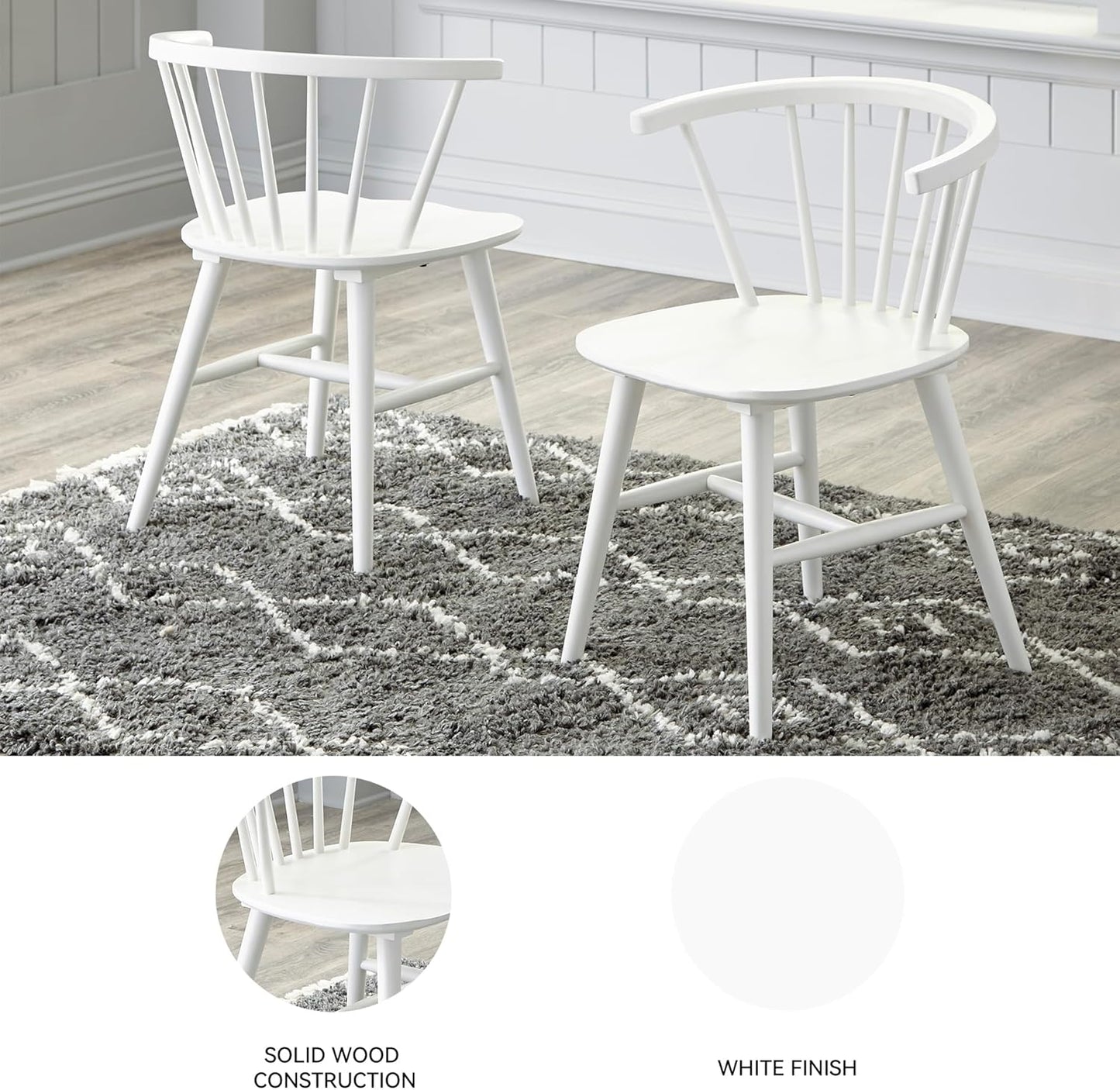 Signature Design by Ashley Grannen Modern 18" Spindle Back Dining Chair, 2 Count, White