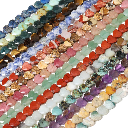 Nitopupu 22pcs Faceted Heart Stone Beads Natural Green Aventurine Bead 8mm Crystals and Healing Stones for Jewelry Making Supplies,Friendship Bracelet Kit,Love Gifts