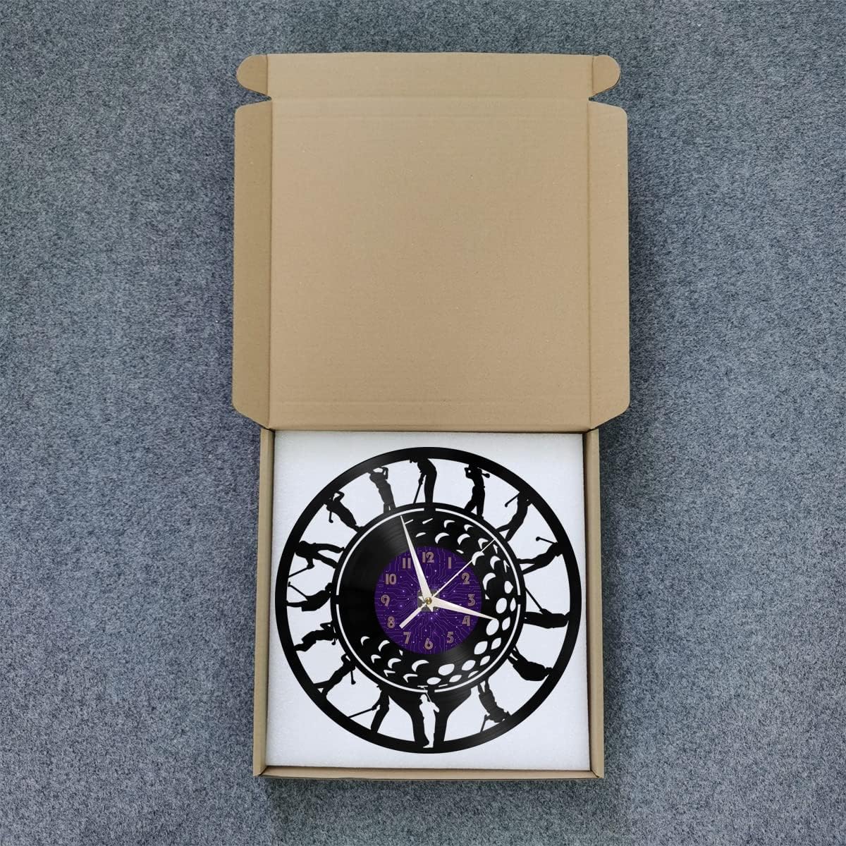 Generic Golf 2 Decoration Vinyl Wall Clock, Vinyl Record Clock Wall Art Silent & Non-Ticking(12 inchs P), without LED, Purple