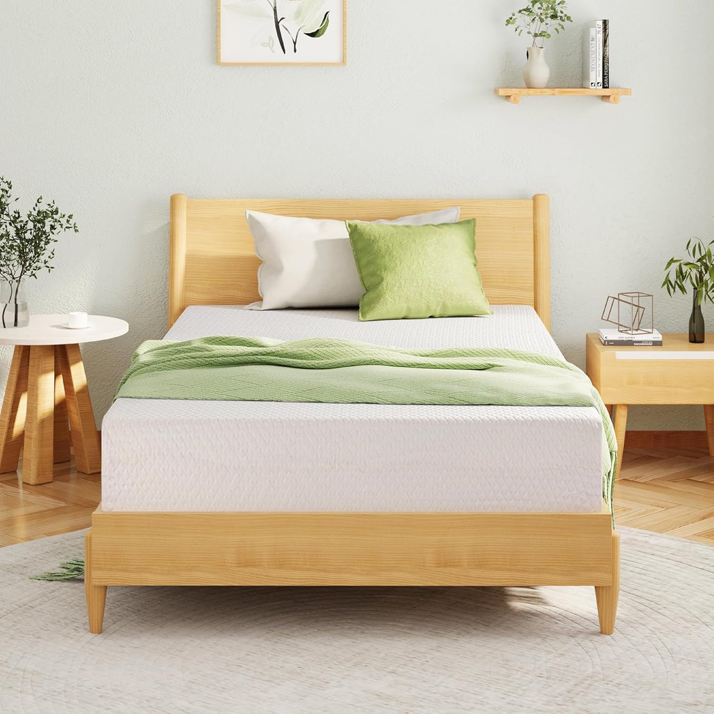 8 Inch Queen Mattress, Memory Foam Mattress in a Box with Cooling Green Tea Gel, Relieve Pressure with Medium Firm Support, CertiPUR-US Certified, 80''L x 60''W, White