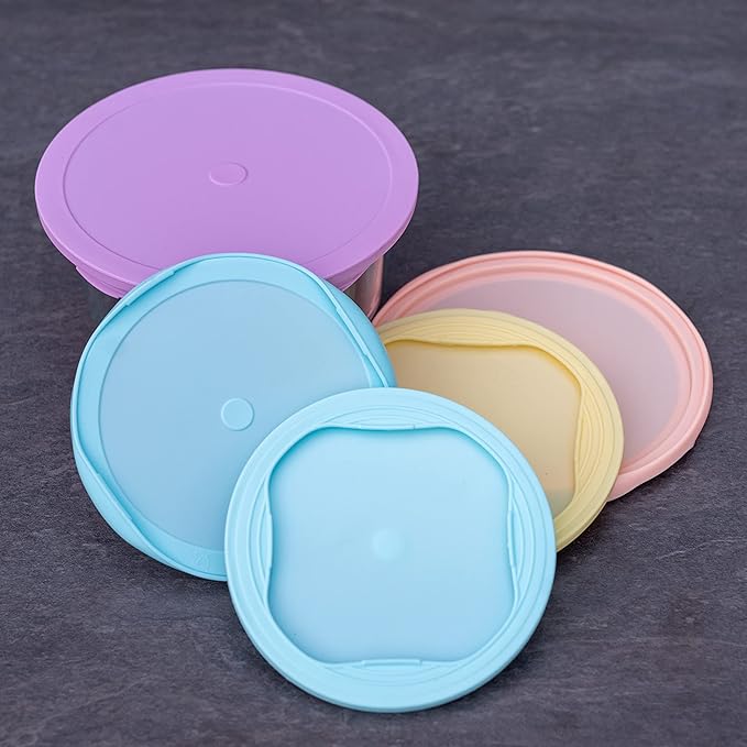 EDI Reusable Silicone Lids - Round Form Fitting, 6 Sizes, Microwave & Freezer Safe, Assorted Colors