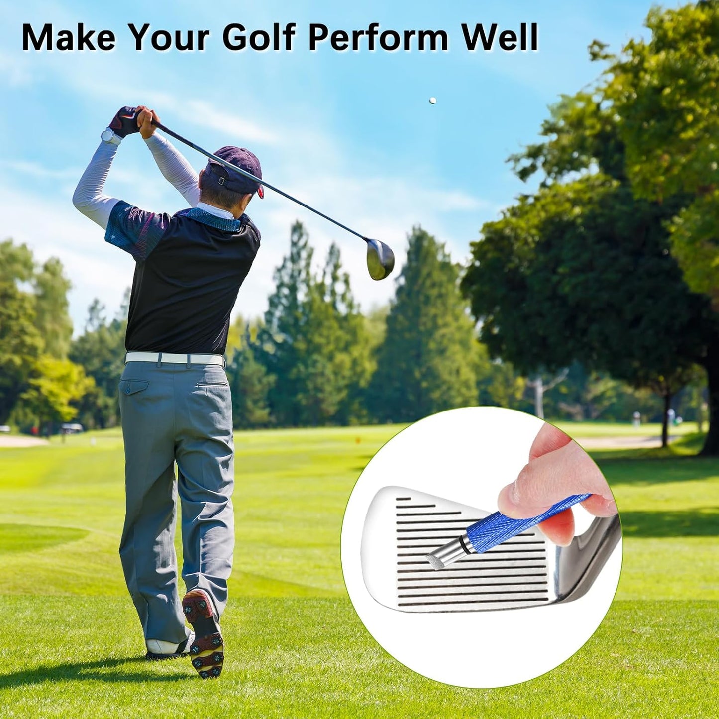 Golf Groove Sharpener Golf Club Groove Cleaner Generate Optimal Spin Use for Wedges & Irons