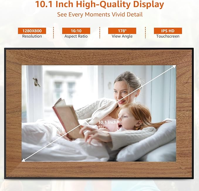 Digital Picture Frame,WiFi frameo Digital Photo Frame with 10.1 Inch 1280x800 IPS Touch Screen,Easy Load from Phone Digital Frame,Auto Rotating Pohto/Video by Electronic Picture Frame,Best Gift