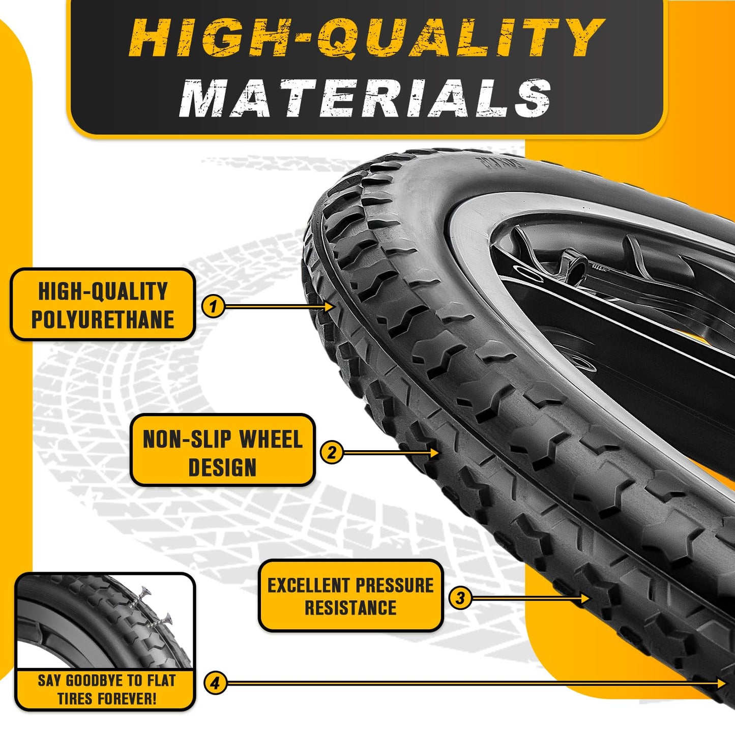 20x1.95" Rim Flat Free Cart Tire Assembly for Rubbermaid Garden Yard Cart, Garden Cart Wheels 20 inch with 5/8" Bearing Replacement for Wheelbarrow, Garden Trailers, Roofing Equipment by AZUNYYDS