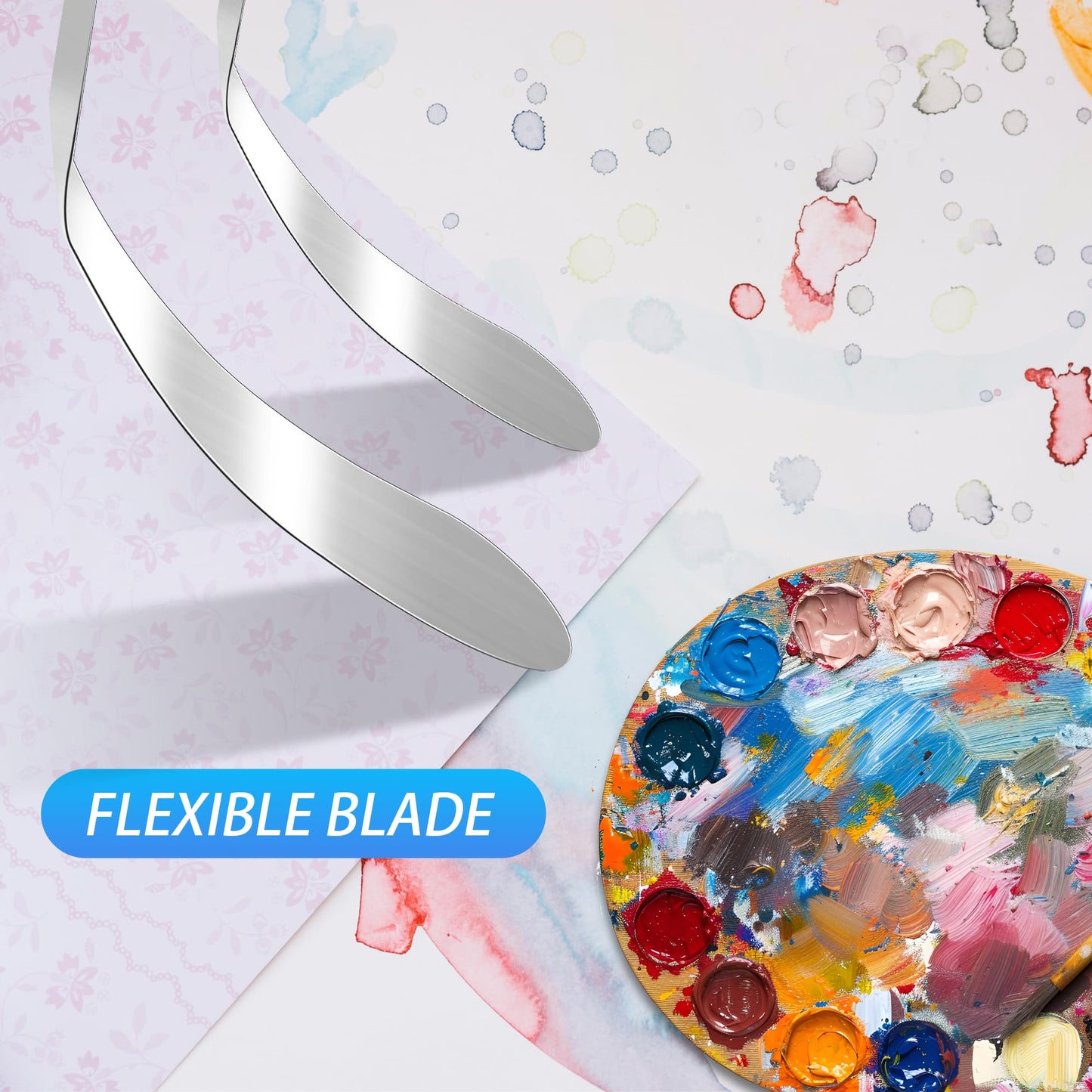 5PCS Paint Knife Large Palette Knives Set Stainless Steel Spatula Pallet Knife Color Mixing Art Supplies for Oil, Acrylic, Canvas, Watercolor Painting