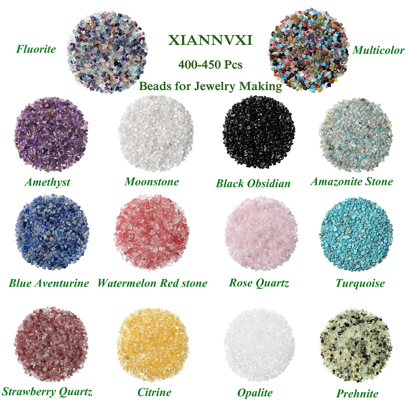 XIANNVXI Blue Aventurine, Beads Natural Chip Stone Beads 400Pcs Crystal Bead 5-8mm Irregular Healing Crystal Loose Rocks for DIY Jewelry Making