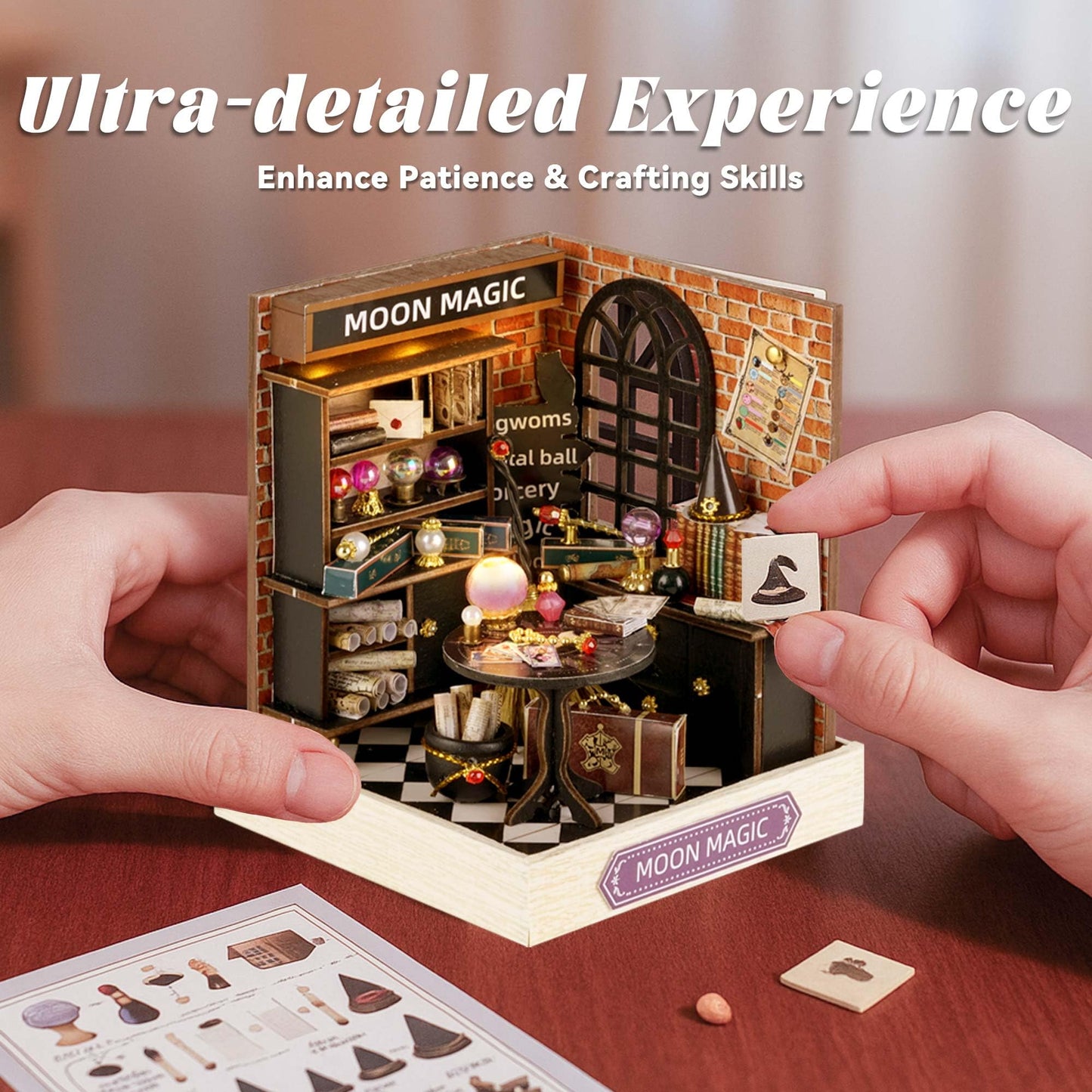 Flever Dollhouse Miniature DIY House Kit Creative Room with Furniture for Romantic Artwork Gift (Moon Magic)