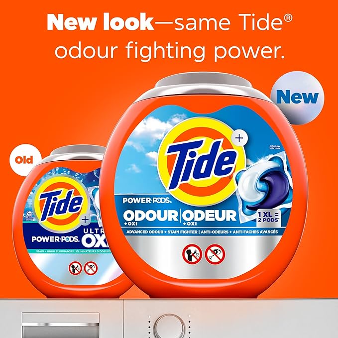Tide Odor Defense + Oxi Laundry Detergent Pacs, Original Scent, 45 Count, Advanced Odor + Stain Fighter