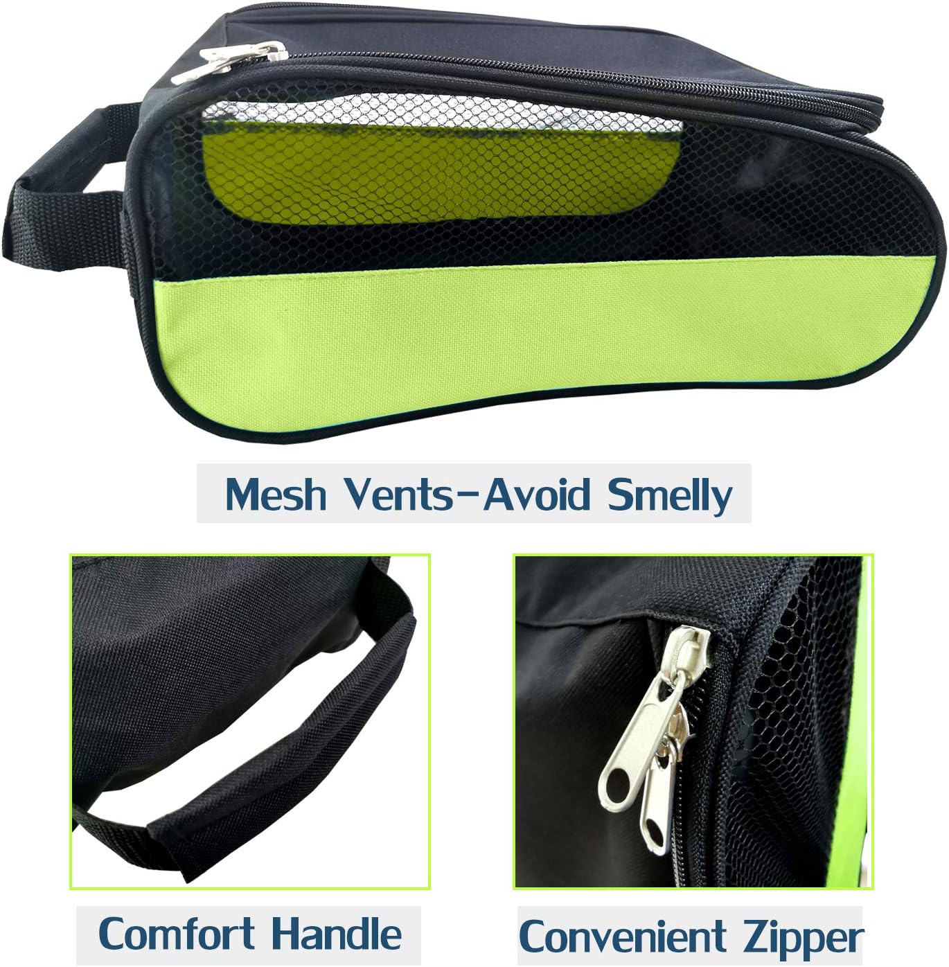 Outdoor Golf Shoes Bags Travel Shoes Bags Zippered Sport Shoes Bag (Green)
