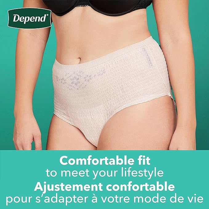 Depend FIT-Flex Incontinence Underwear for Women, Disposable, Maximum Absorbency, Small, Blush, 19 Count (Pack of 2)