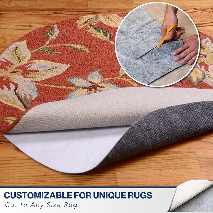 2' x 14' Non-Slip Rug Pad, Reversible Gripper, Non Skid Pads for Hardwood, Vinyl, Tile, Laminate Floors, Keep Area Rugs Secure, Natural Materials Safe for Indoor Flooring, ¼” Thick