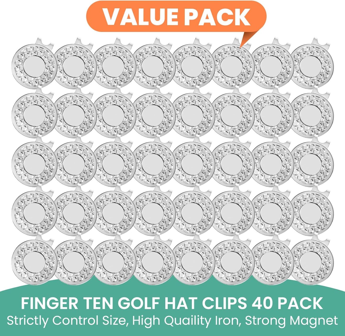 Amy Sport Strong Magnet Golf Ball Marker Hat Clip Value Pack 20/40, Compact & Durable Marker Holders Easily Attach to Golf Cap or Belt, Gold & Silver Accessories for Men Women Kids