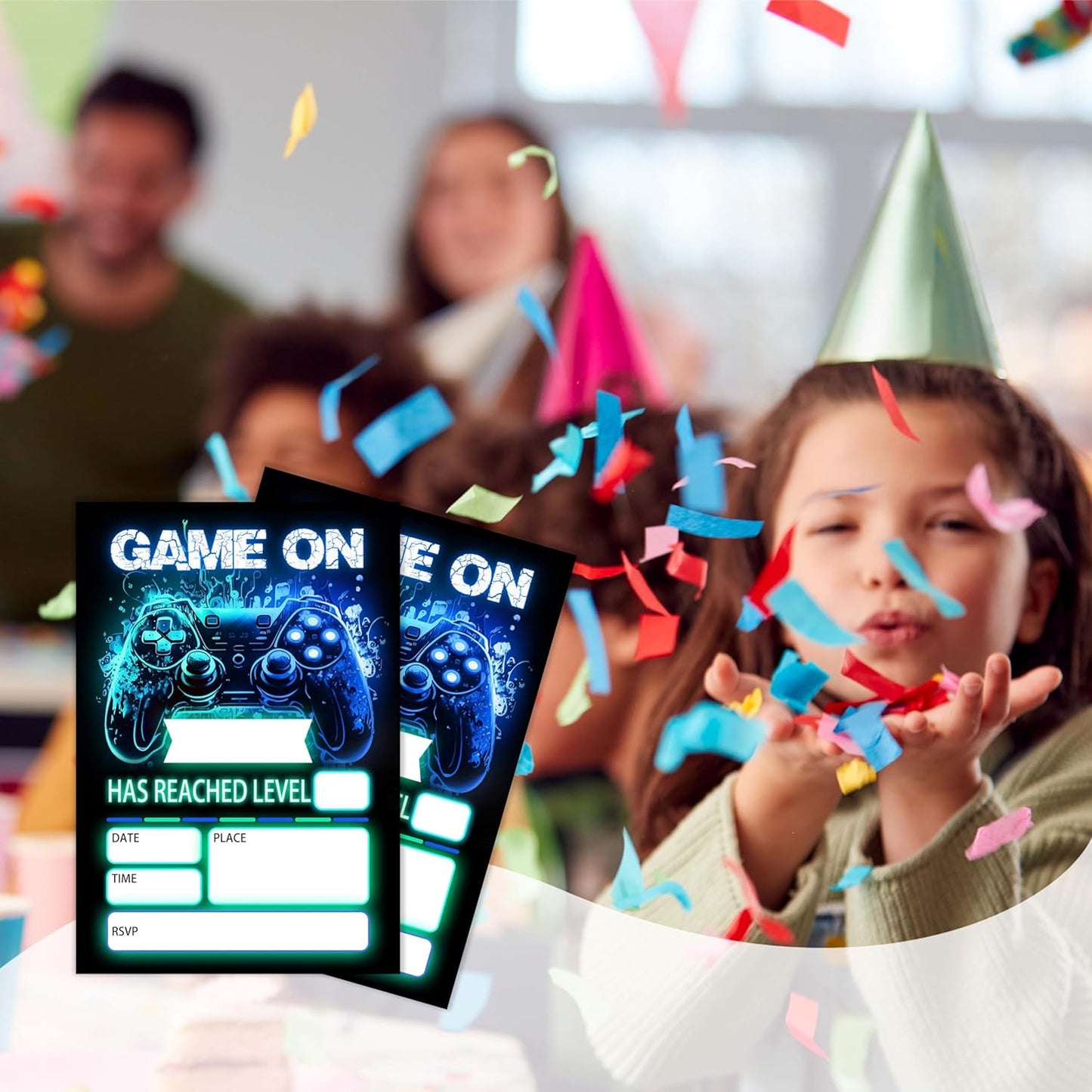 Gamer Birthday Invitations, Video Game Birthday Party, Gaming Party Decorations, Birthday Party Invitations For Boys Girls, Kids Birthday Invitations, 20 Cards with 20 Envelopes.(117)