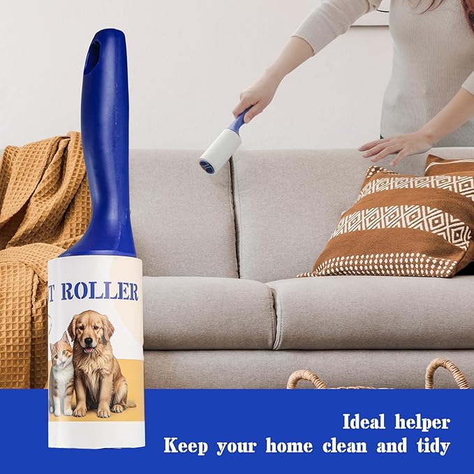 Pet Hair Lint Roller, 555 Extra Sticky Sheets with 2 Handles & 5 Rollers, Pet Hair Remover for Clothes, Furniture, Couch, Carpet, Dog Hair Removal, Animal Fur Fuzz Debris