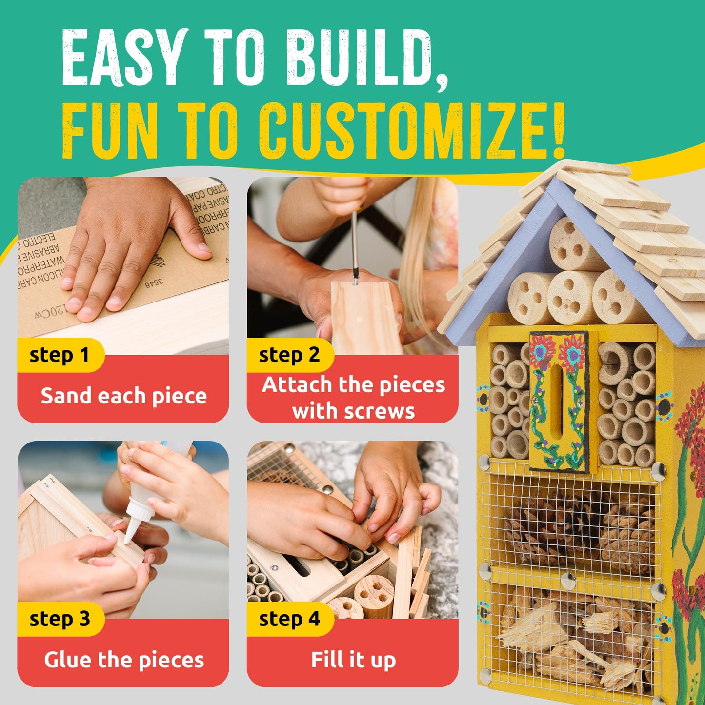 SparkJump Premium Bug Hotel Kit and Picnic Table Feeder for Squirrels