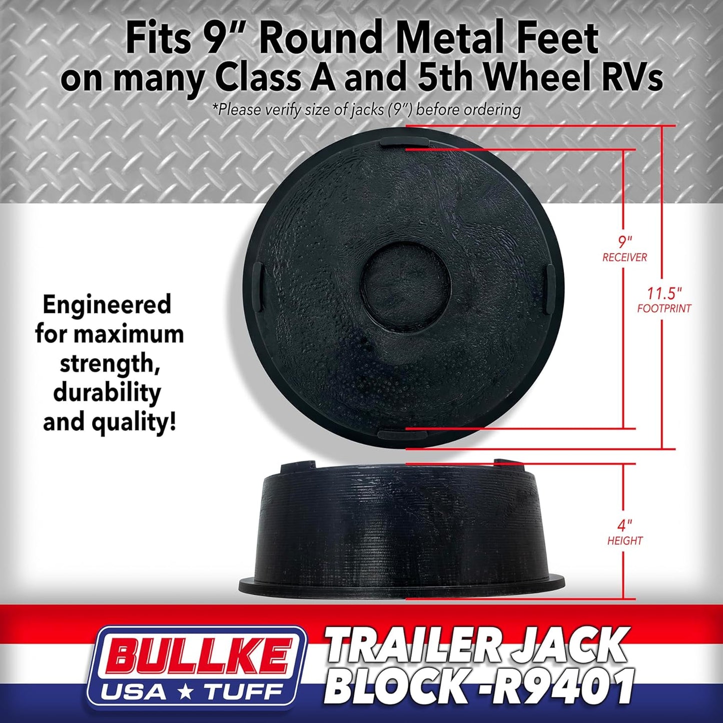 Original USA Made Strongest Trailer Jack Blocks Stabilizing Pads | Leveling System | Block Stand for RV 5th Wheel Camper, Post, Toungue, Foot (4)