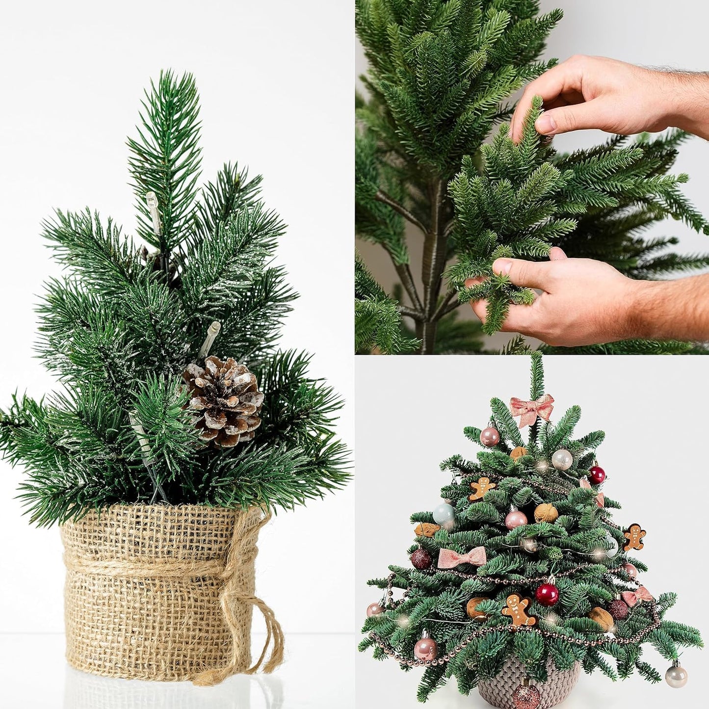 Sggvecsy 34 Pcs Artificial Pine Branches Faux Pine Needles with Pine Cones 19’’ Long Greenery Pine Picks Christmas Twigs Stems for DIY Garland Wreath Xmas Embellishing Home Garden Decoration