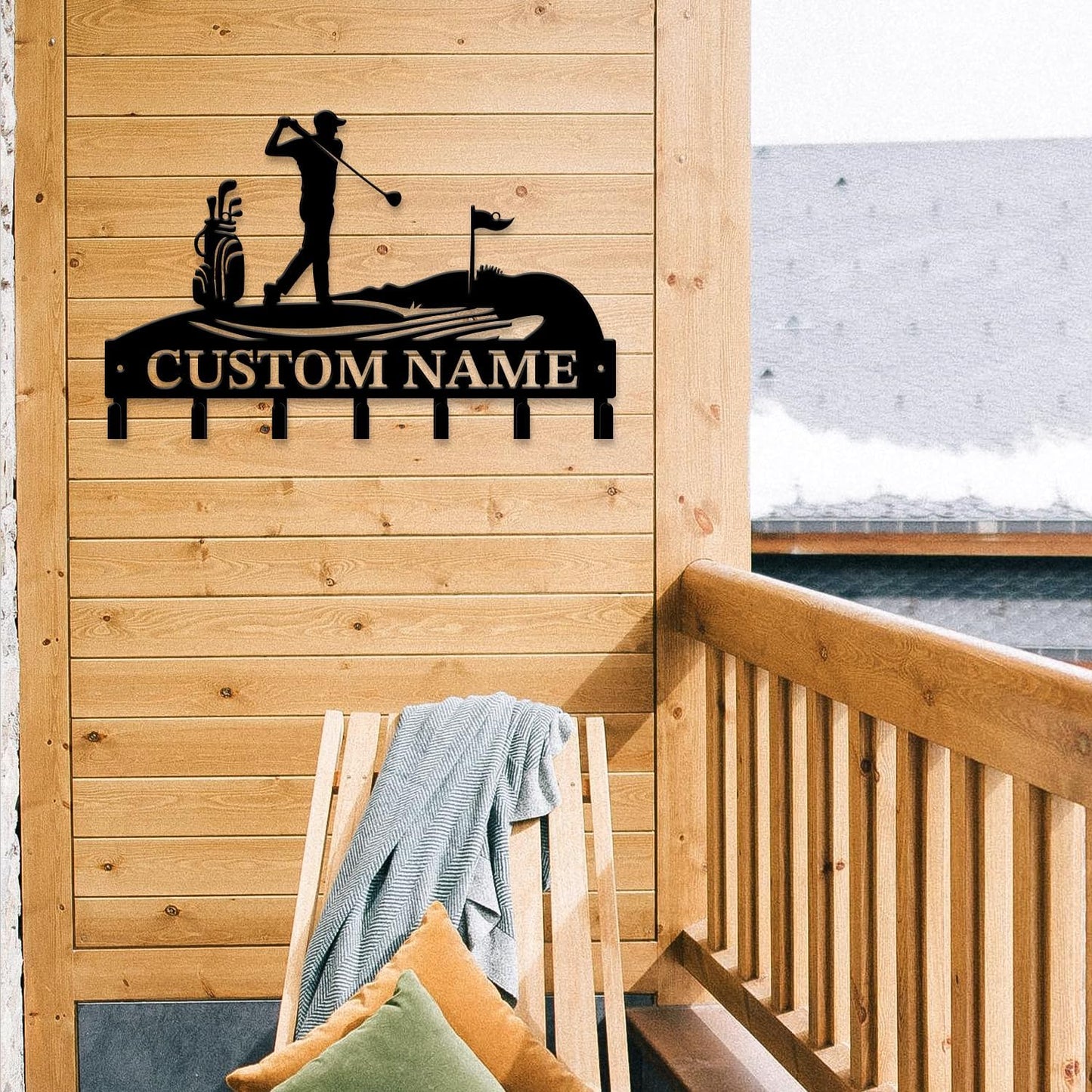 Personalized Custom Name Golf Ball Wall Keys Hooks,Metal Golf Art Clothes Hooks,Metal Golf Lover Wall Home Storage Decorative,For Front Door, Hallway, Kitchen, Bedroom,Keys,Hats (Style E)