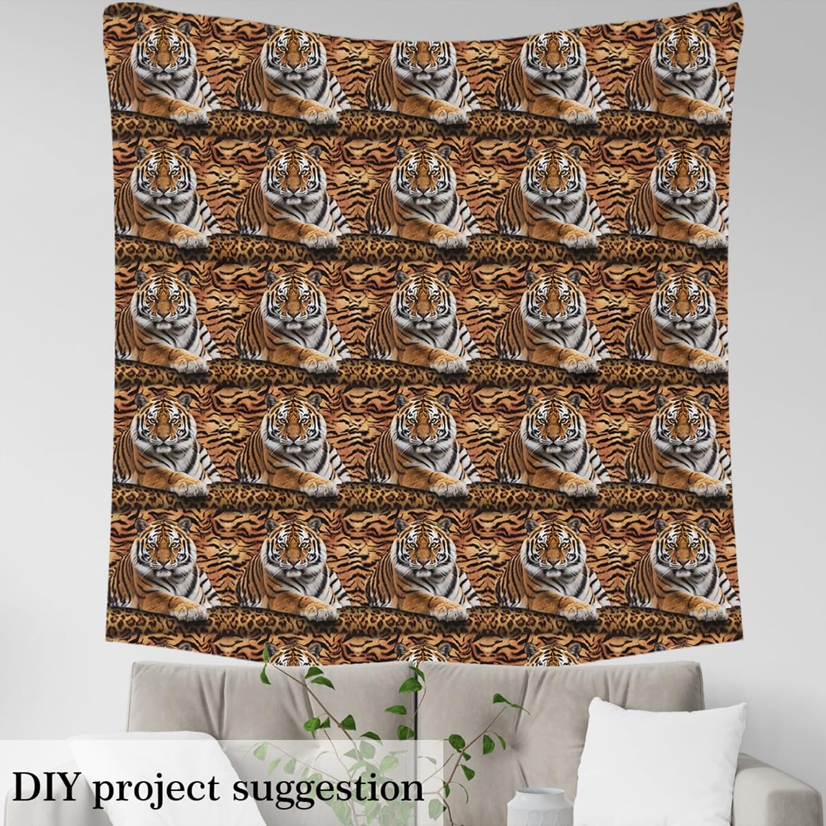 Tiger Print Vivid DIY Fabric for Girls Boys Woman Craft Lovers,Natural Animal Fur Skin Texture by The Yard,Decorative DIY Fabric for Upholstery and Home Accents,1 Yard,Brown Vibrant