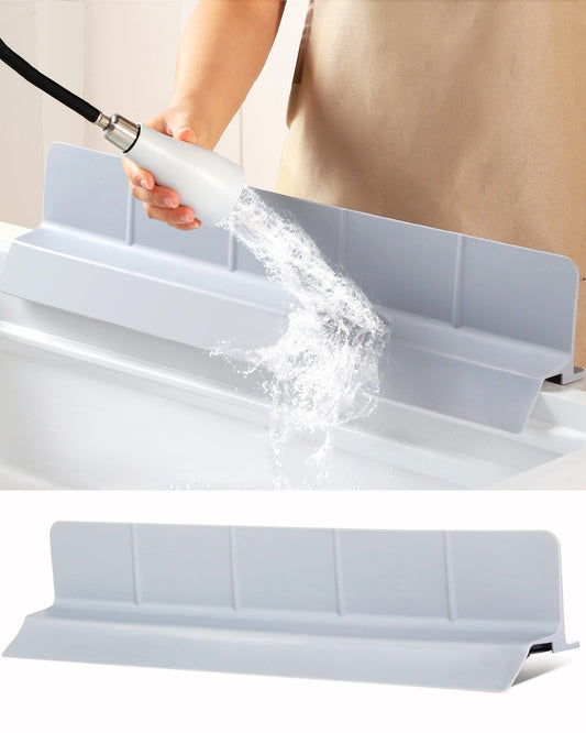 Akrelyan Kitchen Sink Splash Guard 23" 18" Self-Draining Silicone Water Guard with High Splash Wall & Strong Suction Cups for Faucet, Countertop & Sink Edge, Keeps Sinks Dry, Dishwasher Safe, Gray