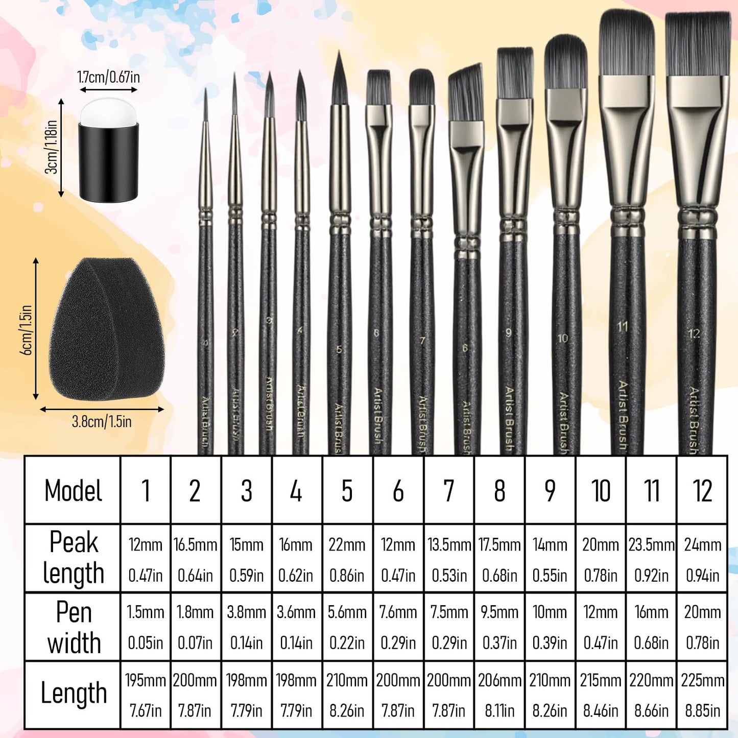 22 PCS Face Paint Brushes and Sponges Set, Face Painting Brushes for Acrylic Painting, Watercolor, Oil, Gouache for Chrismas Halloween Cosplay Party