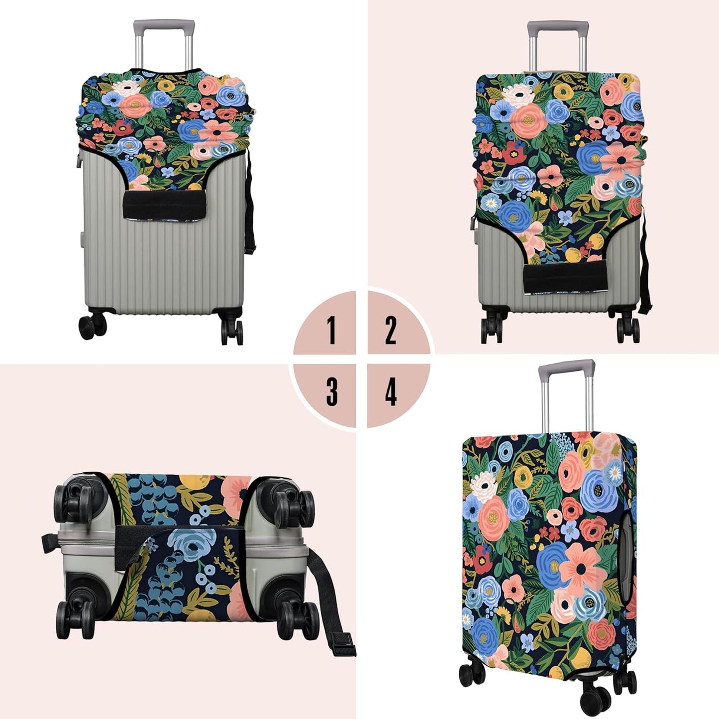 Travel Luggage Cover Suitcase Protector Fits 18-32 Inch Wheel Covers PatternedTravel Related Items Flower Luggage Protector Elastic S