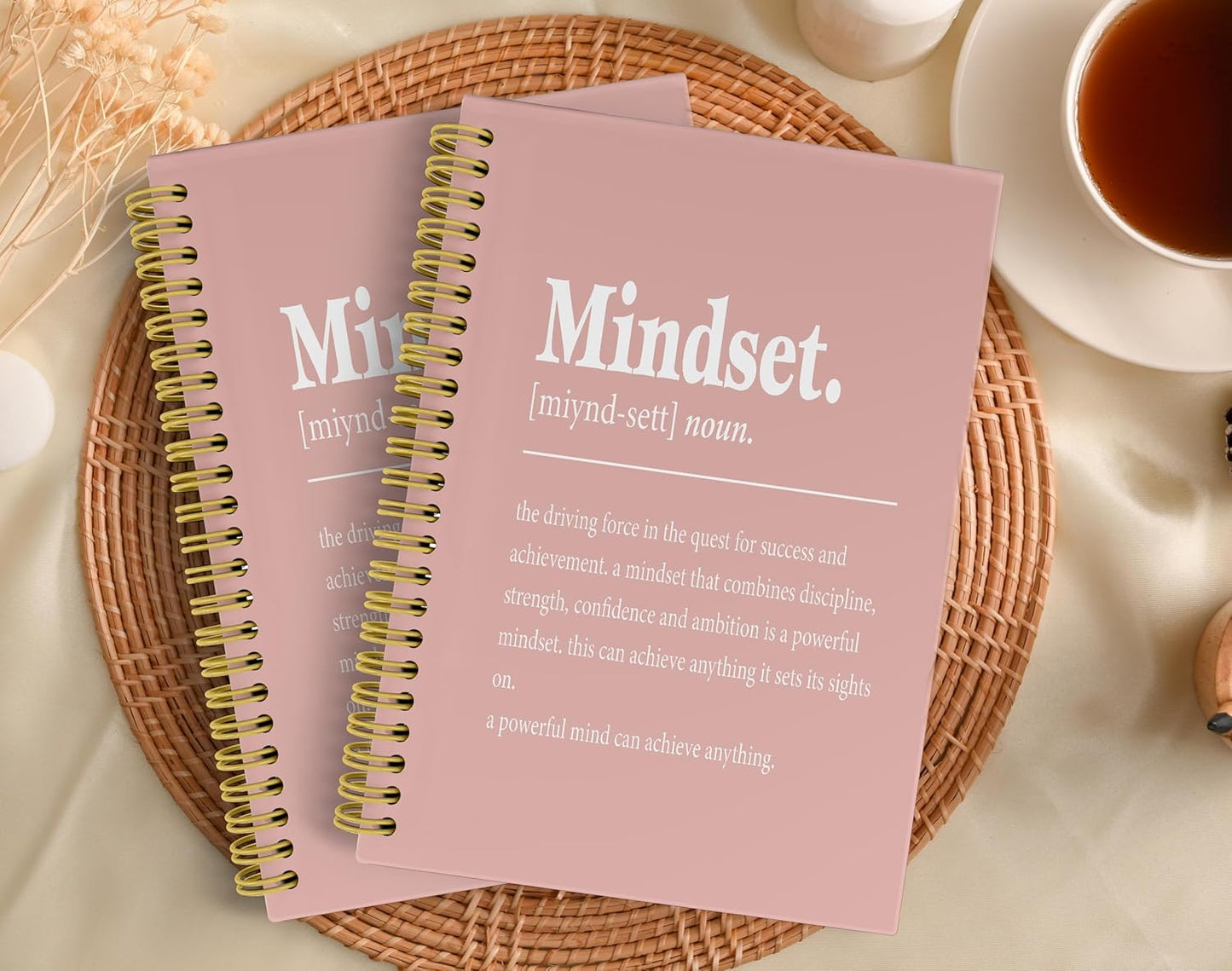Knibeo Mindset Inspirational Notebooks Journal - Notebooks for School, 5.5×8.3 Inch Inspirational Spiral Bound Notebook with 164 Pages, College School Supplies(Pink)
