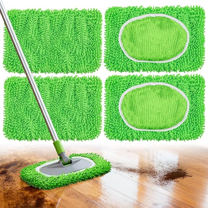 4PCS RAINFLOW Microfiber Mop for Sweeper - Reusable Mop Pads Refill Sweeping Mopping Pad Dust Mops for Hardwood Floors Cleaning(Mop is Not Included)